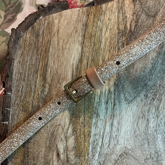 Vtg GAP Size XXL Glitter Metallic Gold Disco Belt Gold Closure SKINNY BELT NEW - Picture 12 of 16